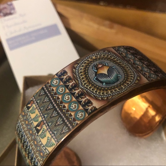 Datura Art Global Artisans Jewelry - Scarab Copper Cuff 1